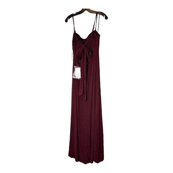 BIRDY GREY Benny Crepe Tie Back Bridesmaid Formal Dress in Cabernet - Picture 4 of 5
